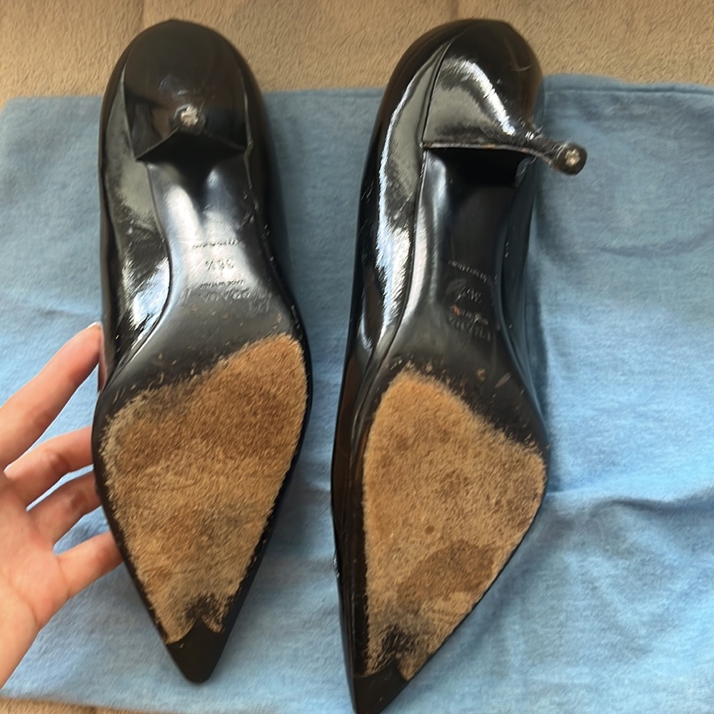 Prada Black Patent Leather Pointed Toe Heels - Picture 5 of 5